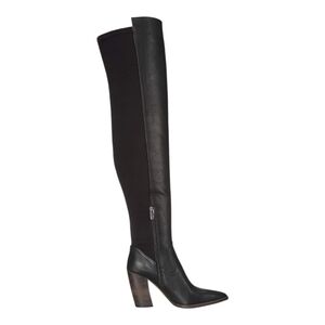 Vince Camuto VC-Cottara OTK Black Boots 7M Neoprene Leather Block Heel